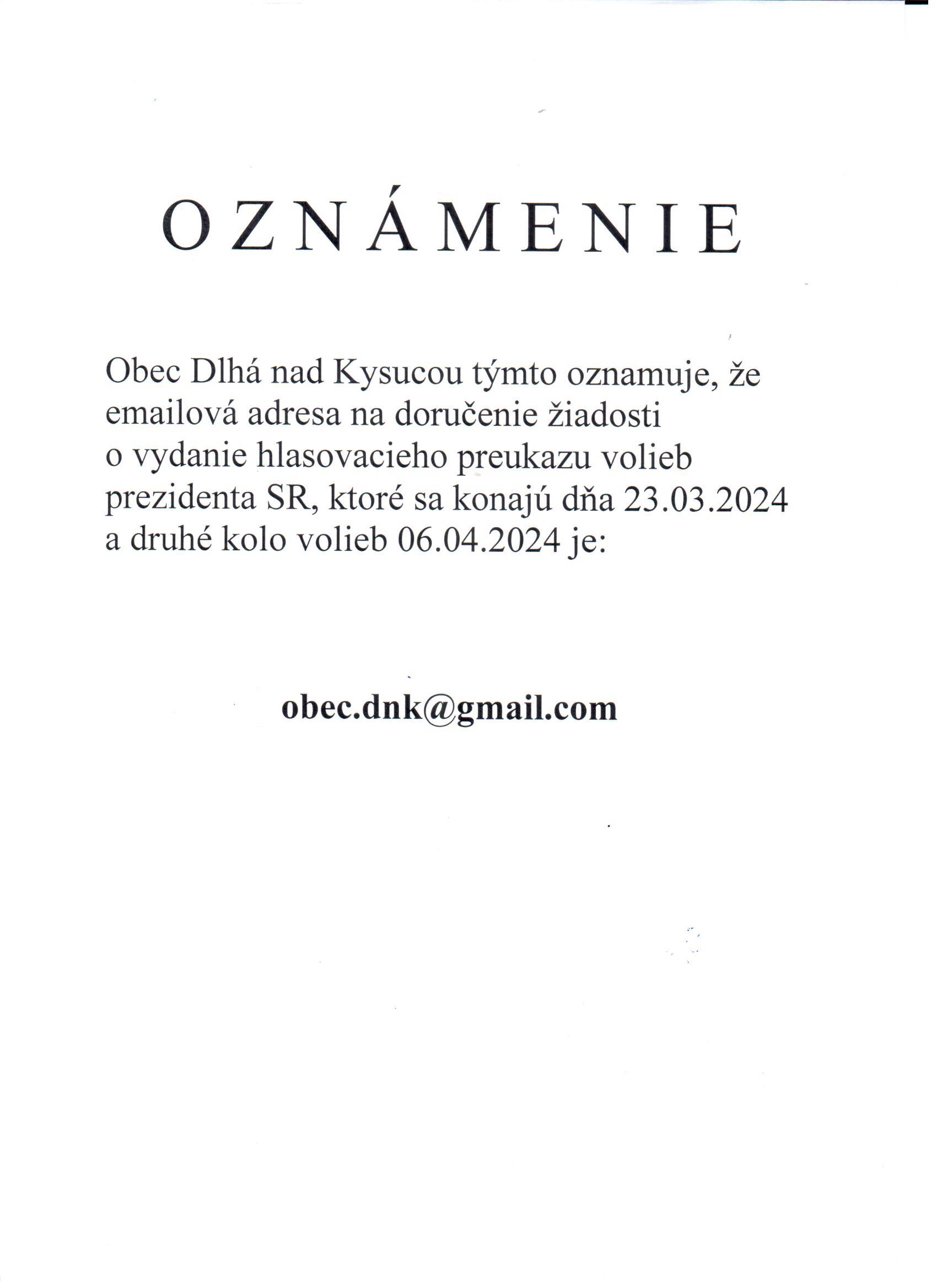 oznámenie